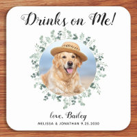 Custom Pet Photo Eucalyptus Dog Wedding Open Bar