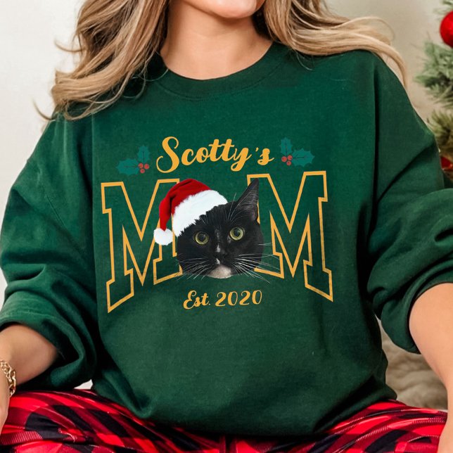 Custom Pet Photo Face with Santa Hat Christmas Sweatshirt (Creator Uploaded)