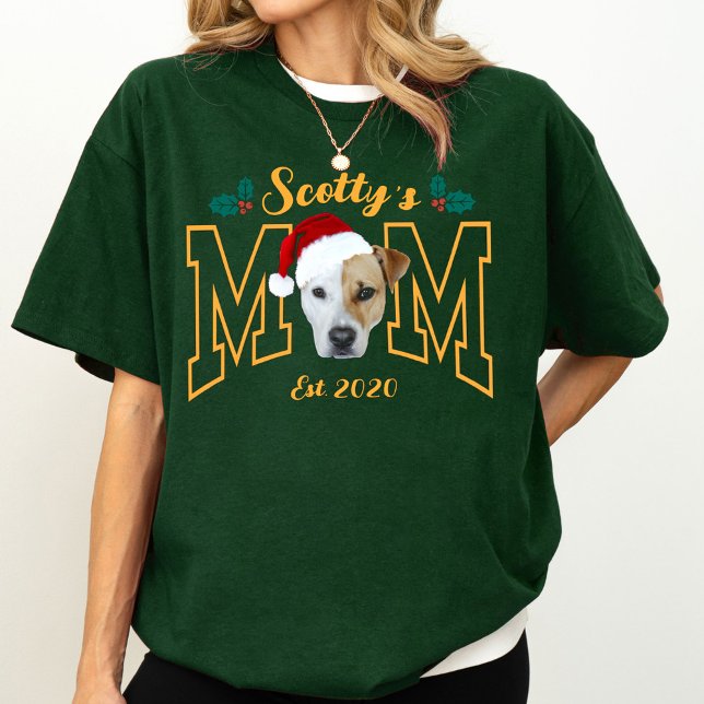 Custom Pet Photo Face with Santa Hat Christmas T-Shirt (Creator Uploaded)