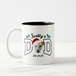 Custom Pet Photo Face with Santa Hat Christmas Two-Tone Coffee Mug