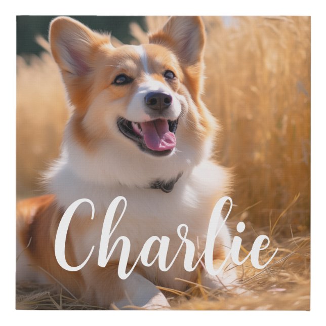 Custom Pet Photo Faux Canvas Print (Front)