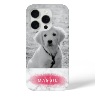 Custom Pet Photo &amp; Faux Marble Texture With Pink iPhone 15 Pro Case