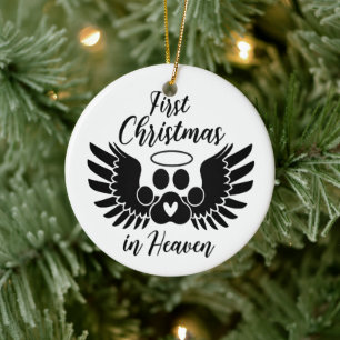 Custom Pet Photo First Christmas in Heaven Ceramic Ornament