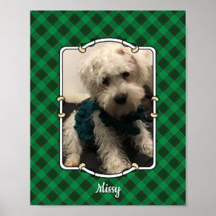 Custom Pet Photo Frame Classic Green & Red Plaid Poster