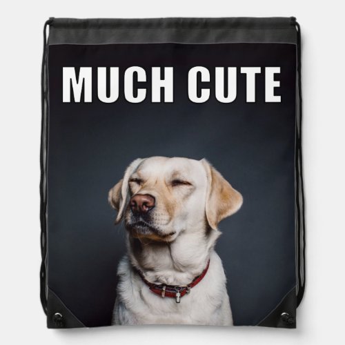 Custom Pet Photo Funny Much Cute Meme Style Drawstring Bag