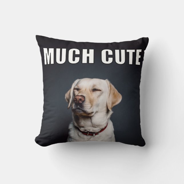 Custom Pet Photo Funny Much Cute Meme Style Throw Pillow (Front)