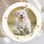 Custom Pet Photo Gold Glitter Stars Dog Birthday Classic Round Sticker