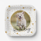 Custom Pet Photo Gold Glitter Stars Dog Birthday