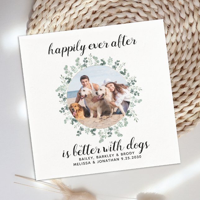 Custom Pet Photo Happily Ever After Dog Wedding    Napkins (Creator Uploaded)