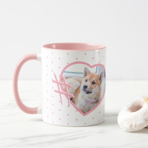 Custom Pet Photo Hashtag My Lovely Dog Heart Pink  Mug