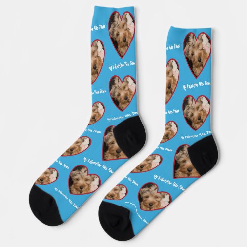 Custom Pet Photo Heart Valentines Day Socks