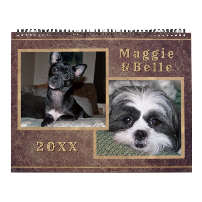 Custom Pet Photo Image Copper Gold Calendar (Cover)