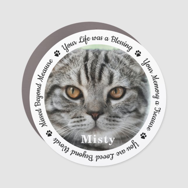 Custom Pet Photo Keepsake Cat Memorial  Car Magnet (Front)