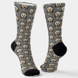 Custom Pet Photo Light Gray Trendy Socks