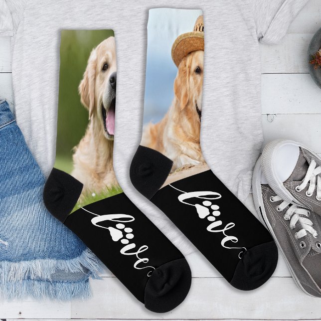 Custom Pet Photo Love Paw Print Dog Socks (Creator Uploaded)