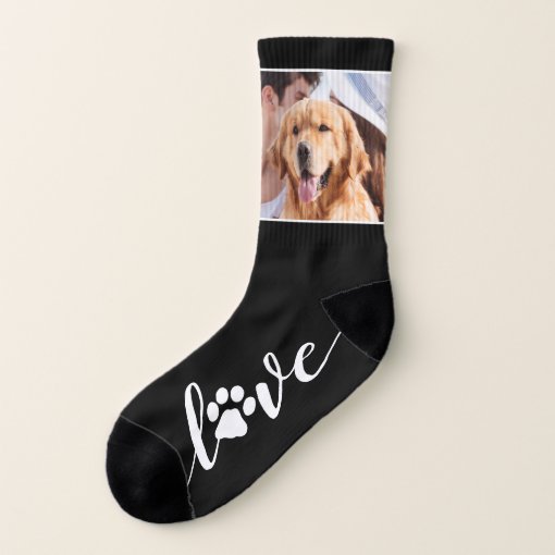 Custom Pet Photo Love Paw Print Dog Socks Zazzle