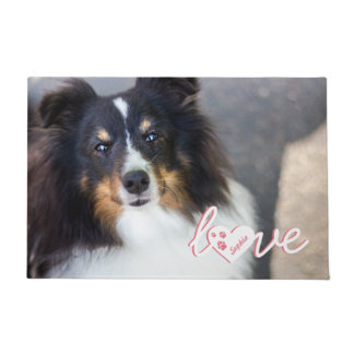 Custom Pet Photo &amp; Love Text With Paws &amp; Name Doormat