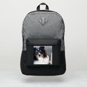 Custom Pet Photo & Love Text With Paws & Name Port Authority® Backpack