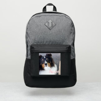 Custom Pet Photo &amp; Love Text With Paws &amp; Name Port Authority® Backpack