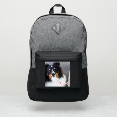 Custom Pet Photo  Love Text With Paws  Name Port Authority Backpack
