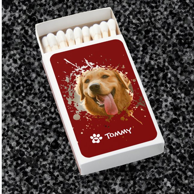 Custom Pet Photo Matchboxes with Name & Typography (Custom Pet Photo Matchboxes – Personalized Party Favors)