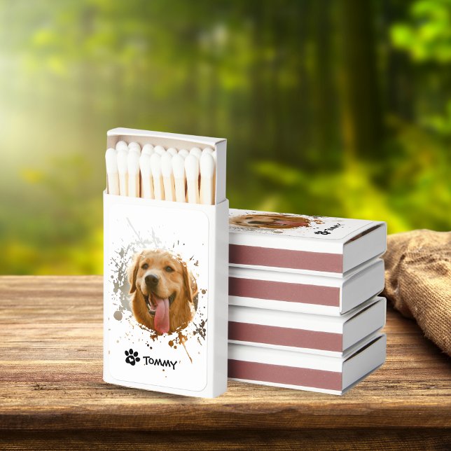Custom Pet Photo Matchboxes with Name & Typography (Custom Pet Photo Matchboxes – Personalized Party Favors)