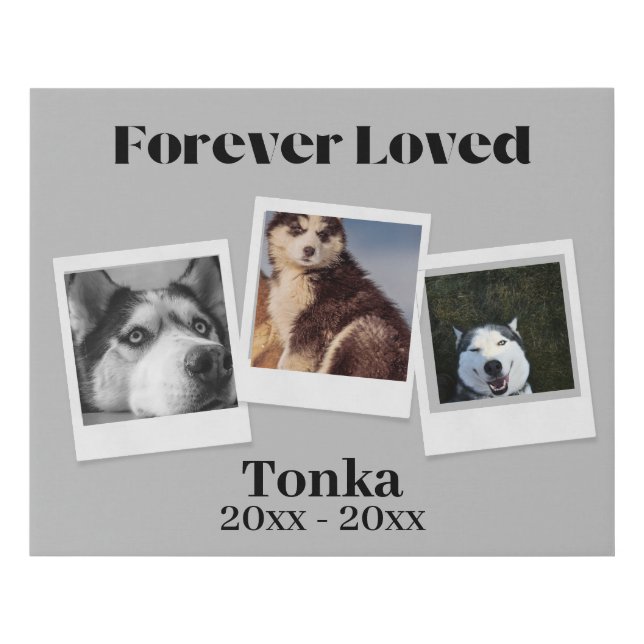 Custom pet photo memorial dog cat personalized faux canvas print (Front)
