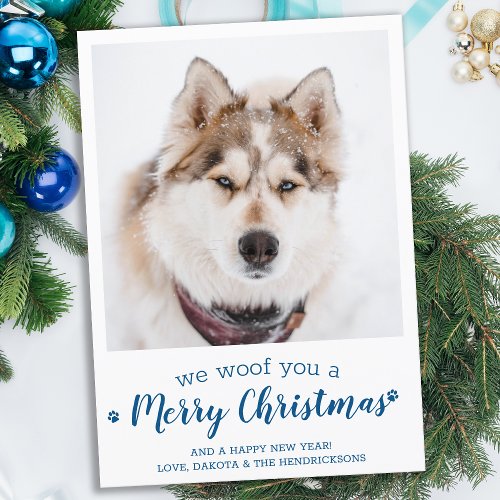 Custom Pet Photo Merry Christmas Dog Lover Holiday Card