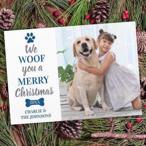 Custom Pet Photo Merry Christmas From The Dog Holiday Card