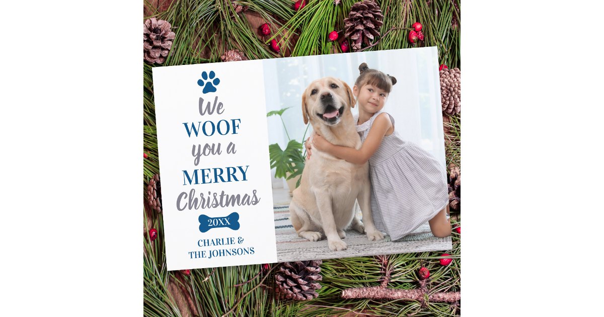 Custom Pet Photo Merry Christmas From The Dog Holiday Card | Zazzle