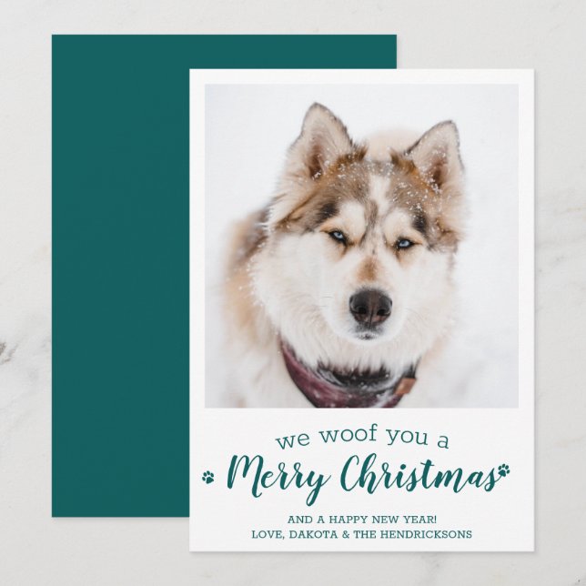 Custom Pet Photo Merry Christmas From The Dog Holiday Card (Front/Back)