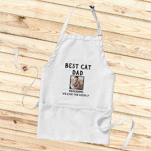 Custom Pet Photo Modern Best Cat Dad Father's Day Adult Apron