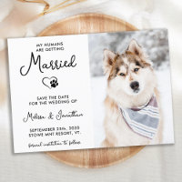 Custom Pet Photo Modern Calligraphy Dog Wedding