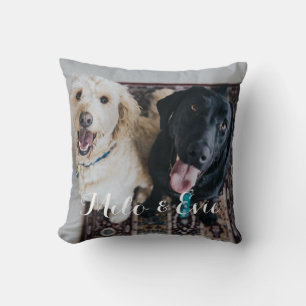 Custom Pet Photo Modern Calligraphy Pillow