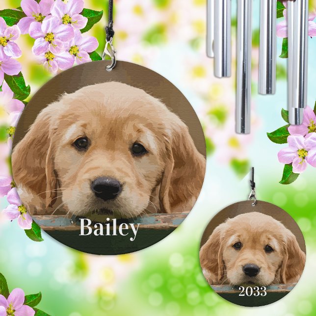 Custom Pet Photo Modern Simple Cute Dog Lover  Wind Chime (Creator Uploaded)