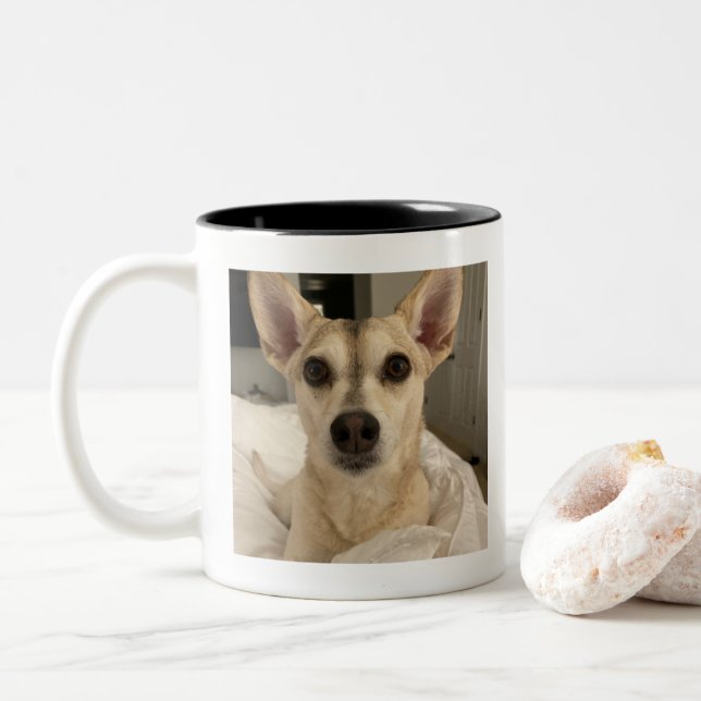 Custom Pet Photo Mug – Personalized Dog or Cat Pic (With Donut)