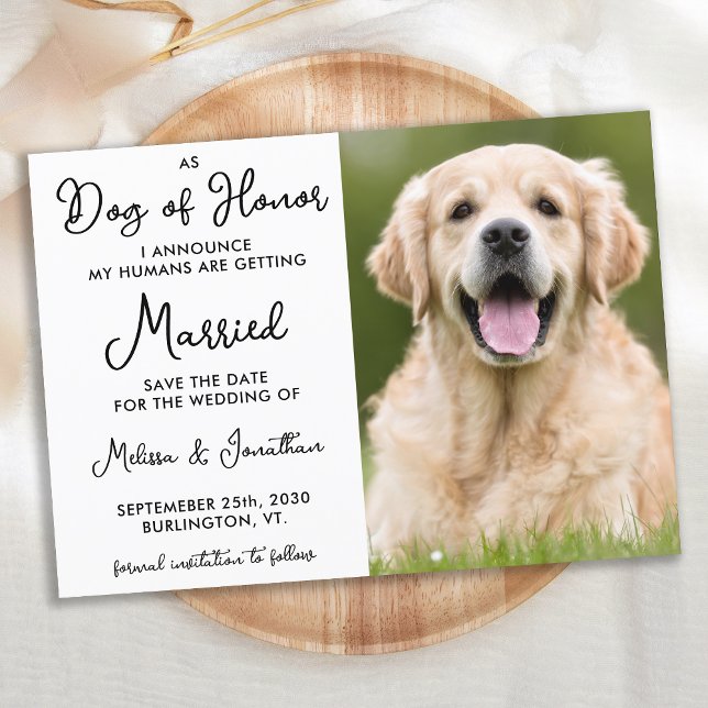 Custom Pet Photo My Humans Are Getting Married Dog Save The Date (Creator Uploaded)