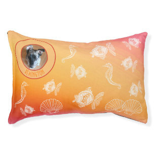 Custom Pet Photo Name Beach Aquatic Marine Life Bed