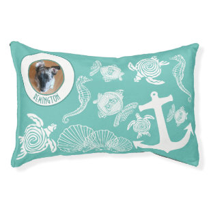 Custom Pet Photo Name Beach Aquatic Marine Life Pet Bed