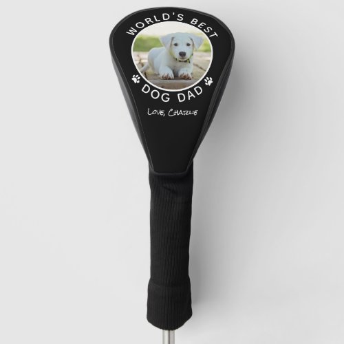 Custom Pet Photo Name Best Dog Dad Black Golf Head Cover