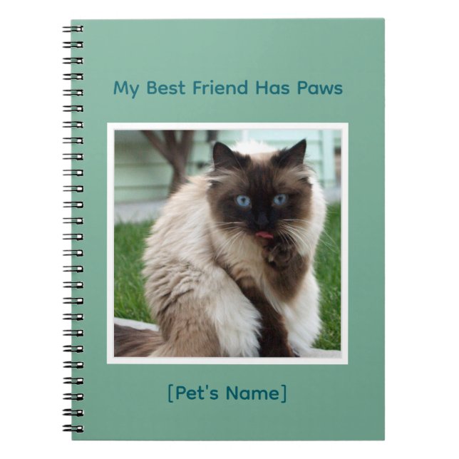 Custom Pet Photo & Name College Ruled Spiral       Notebook (Front)