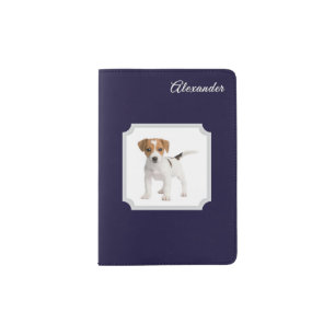 Custom Pet Photo & Name Dark Blue Personalized Passport Holder