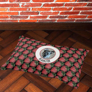 Custom Pet Photo Name Fresh Strawberry Pattern Pet Bed
