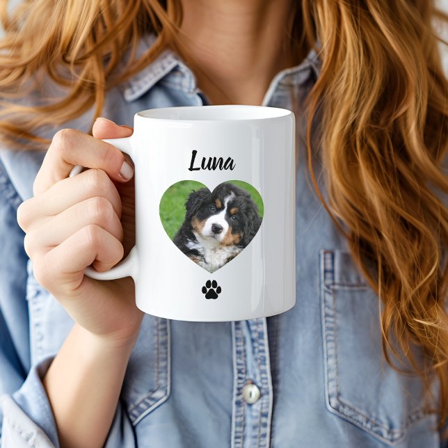 Custom Pet Photo Name, Minimal Modern Typography Coffee Mug (Creator Uploaded)