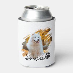 Custom Pet Photo & Name Modern Brushstroke Mug Can Cooler