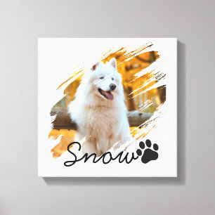 Custom Pet Photo & Name Modern Brushstroke Mug Canvas Print