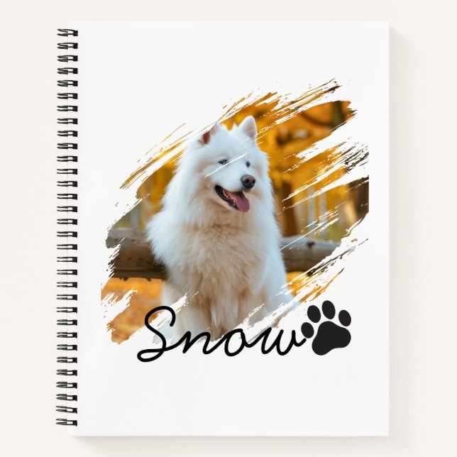 Custom Pet Photo & Name Modern Brushstroke Mug Notebook (Front)