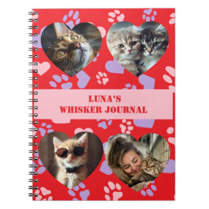 Custom Pet Photo & Name Notebook Paw Print Pattern