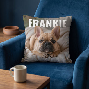 Custom Pet Photo Name PhotoPop Template Throw Pillow