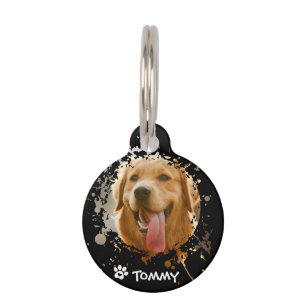 Custom Pet Photo & Name Round Tag – Modern Design